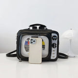 Funny Retro TV Cartoon Handbag | Creative Transparent Square Bag for Women