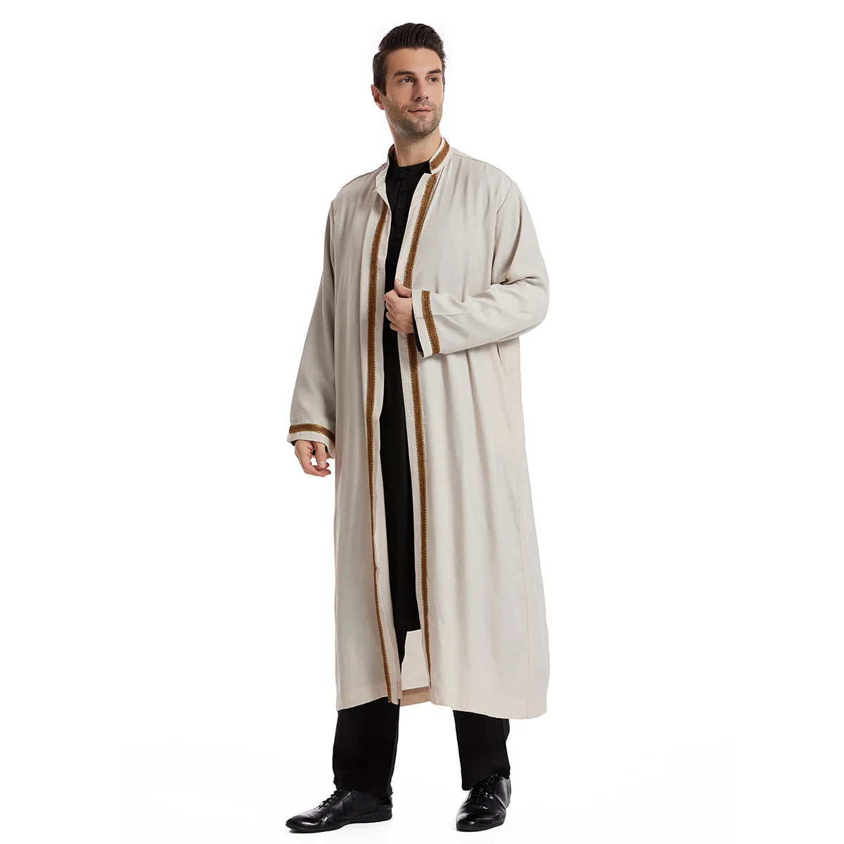 Muslim Men’s Eid Cardigan Abaya | Elegant Jubba Thobe and Ramadan Kimono