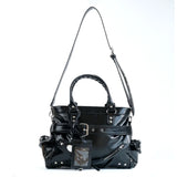 The Noir-Rebel Silhouette Retro Pleated Motorcycle Bag