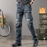 Men's Outdoor Wide Leg Workwear Jeans | Multi-Pocket Straight Fit Denim