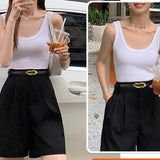 Designer Retro Gold Buckle Belt for Women – High Quality Genuine Leather Waistband