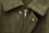 High Street Fashion Suede Bomber Coat - Lapel Long Sleeve Winter Jacket