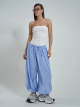 Gestreifte Schnürhosen für Damen – Locker geschnittene Patchwork Streetwear-Hose