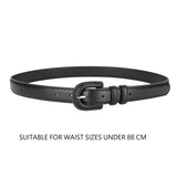 Women's Luxury Skinny Leather Belt – Thin Designer Waistband with Vintage Buckle