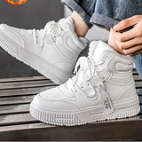 Herren Weiße Wasserdichte Schnee-Sneaker – Warme, Plüschgefütterte Winterschuhe, Rutschfest & Abriebfest für Outdoor und Freizeit