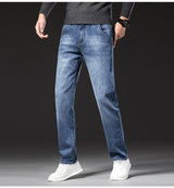 Herren Business Loose Straight Jeans | Fashion Stretch Denim Marken Hosen