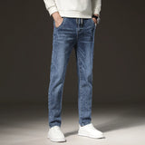 Warm Winter Fleece-Lined Jeans | Men's Slim Straight Light Blue Denim