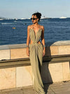 Women’s Sexy Cutout Waist Spaghetti Strap Maxi Dress