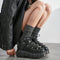 6cm Chunky Heel Punk Metal Strap Platform Ankle Boots