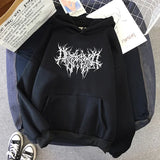 Vintage Y2K Gothic Print Hoodie für Damen | Locker geschnittenes Streetwear Langarm Sweatshirt