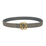 Damen-Wildleder-Rindledergürtel 2,8 cm – Vintage schmaler Gürtel mit Retro-Goldschnalle