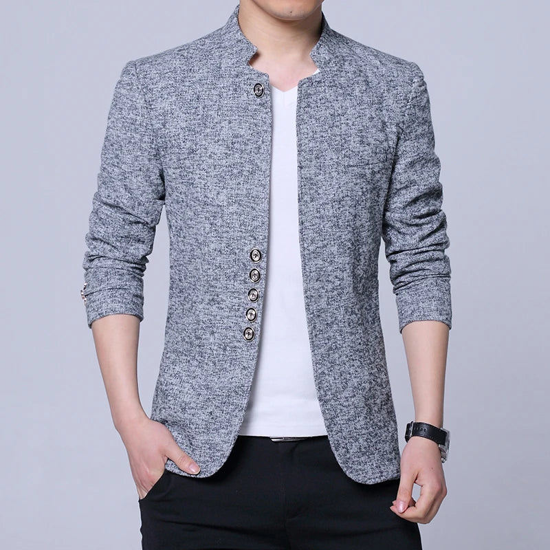 Der Seoul Heritage Blazer: Karierter Herrenanzug im koreanischen Stil – Winterliche, mit Fleece gefütterte, verdickte Jacke
