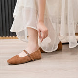 Damen-Mary-Jane-Schuhe aus echtem Leder – Ballerinas mit eckiger Zehenpartie