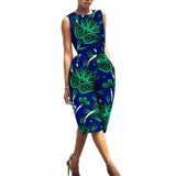 African Print Jumpsuit für Damen | Ärmelloser Bazin Riche Overall in Knielänge