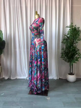 Tie Dye Print Long Sleeve Maxi Dress – Sexy O-Neck Big Swing Party Gown
