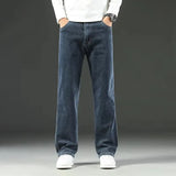 Herren-Businessjeans mit hoher Taille | Klassischer Stretch-Slim-Denim in Marineblau