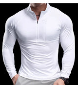 Herren schnelltrocknendes Langarm-Trainings-T-Shirt | Fitnessstudio-Lauf-Top