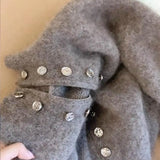 Damen Verdickter Stehkragen Pullovermantel – Herbst Winter Faulenzer-Stil Strickjacke