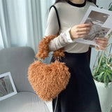 The Cupid’s Cloud: Premium Faux Mongolian Fur Heart Bag – Luxury Shaggy Heart-Shaped Shoulder Purse