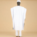 Men’s 4-Piece African Agbada Set | Grand Robe, Dashiki Shirt, Ankara Pants & Tribal Hat