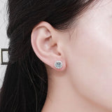 S925 Sterling Silver Moissanite Stud Earrings for Women – 18K White Gold Plated Lab Created Diamond Earrings