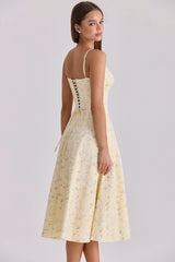 Women's Summer Elegant Floral Print V-Neck Midi Dress