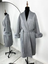 Luxuriöser Fuchsfell-Woll-Wintermantel für Damen – Eleganter doppelseitiger Wollmantel für Frauen,
