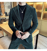 Herren Cordanzug im italienischen Stil (Sakko + Hose) – Hochwertiges zweiteiliges Slim-Fit-Set