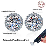 S925 Sterling Silver Moissanite Stud Earrings for Women – 18K White Gold Plated Lab Created Diamond Earrings