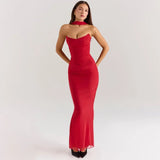 Elegantes zweiteiliges Damenkleidungsset – Trägerloses Bodycon Crop Top und Maxirock-Set
