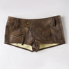 Sexy Low-Waisted Y2K Vintage PU Leather Zip Pockets Super Mini Shorts