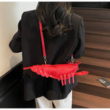 Cute Lobster-Shape Crossbody Bag | Funny Creative PU Leather Handbag