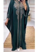 Muslimische Kleider für Frauen – Kapuzenabaya 2-teiliges Set – Diamant-Jalabija-Partykleid