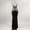 Women’s Gold Ring Halter Backless Maxi Dress