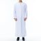 Men’s White Muslim Jubba Thobe | Long Sleeve Round Neck Islamic Kaftan