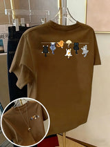 Women's Oversized Cotton Cartoon Cat Print T-Shirt
