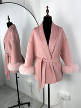 Luxuriöser Fuchsfell-Woll-Wintermantel für Damen – Eleganter doppelseitiger Wollmantel für Frauen,