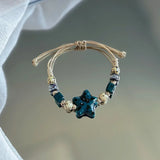 Ethnic Retro Ceramic Bead Bracelet for Women – Handmade Star & Round Ceramic Charm Bracelet