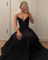 Black Elegant Wedding Event Dress – Sexy Strapless Corset Midi
