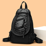 Hochwertiger kleiner Rucksack aus weichem Leder | Damen-Umhängetasche mit mehreren Fächern