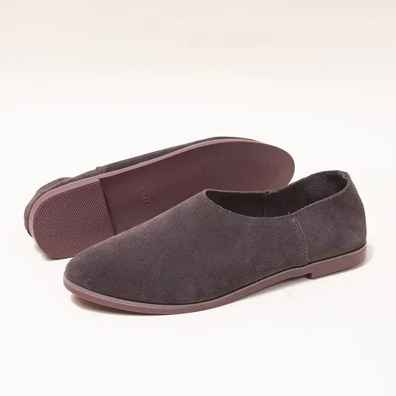 Damen Ballerinas aus echtem Leder – Elegante spitz zulaufende Loafer