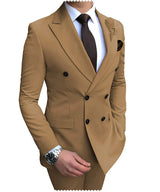 Herren Zweiteiliger Zweireiher-Anzug – Slim Fit Sakko mit fallendem Revers, legerer Smoking