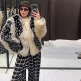 Stilvoller Damenmantel mit Kontrast-Kunstpelz | Elegante, einreihige Jacke mit Rundhalsausschnitt