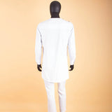 Afrikanisches Einreihiges Hemd mit Kettendetail und Hose Herren 2-teiliges Bazin Riche Set