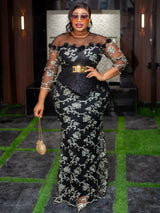 Luxuriöses Pailletten-Dashiki-Maxikleid – Afrikanisches Abendkleid für Damen