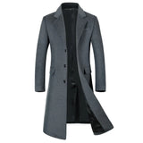 Herren Wintermantel aus hochwertiger Wolle – Knielanger Trenchcoat