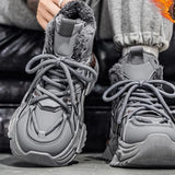 Herren-Winter-Sneaker-Stiefel: Wasserdichte, warm gefütterte Schneestiefel, rutschfeste sportliche Winterschuhe