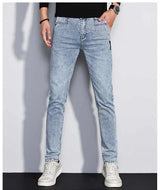 Men's Slim Fit Stretch Jeans | Vintage Korean Style Straight Denim