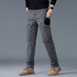 Koreanische Slim Fit Jeans | Bequeme gerade Jeans aus Denim für Herren in Grau