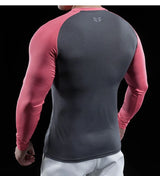 Herren Gym Fitness Langarmshirt | Elastische Feuchtigkeitsableitende Tights